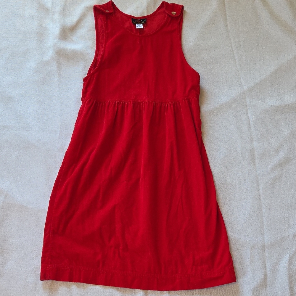 Vintage Truly Yours Sport Cotton Corduroy Dress Red Jumper Art Teacher Size 14p